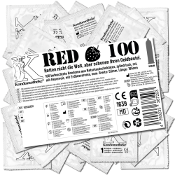 Kondomotheke «Red» 100 rote Kondome mit Erdbeergeschmack - die preiswerten Kondome zum Super-Sparpreis!