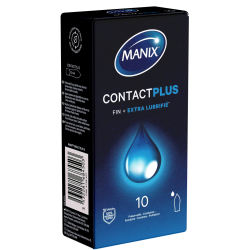 Manix «Contact PLUS» Fin + Extra Lubrifié - 10 extra feuchte, hauchdünne Kondome für Sicherheit und intensives Gefühl