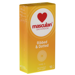 Masculan «Typ 3» (ribbed/dotted) 10 gerippte und genoppte Kondome