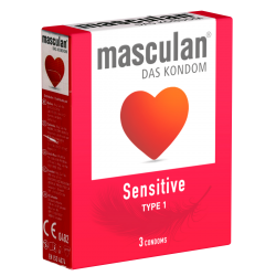 Masculan «Type 1» (sensitive) 3 smooth pink condoms for sensual moments