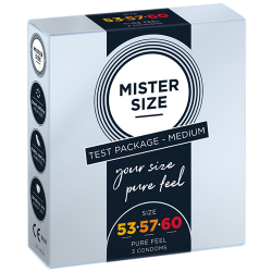 Mister Size «Medium (53-57-60)» Test Pack - 3 indiviually sized condoms