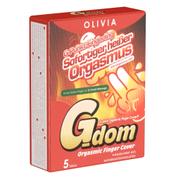Olivia «G Dom Orgasmic» 5 wärmende Fingerkondome mit Orgasmus-Gel
