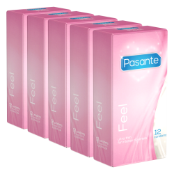 Pasante «Feel» (value pack) 5x12 extra thin condoms for sensitive lovers