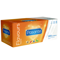 Pasante «Flavours» (Taste), Vorratspackung mit 144 aromatisch-bunten Kondomen in vier inspirierenden Aromen