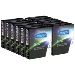 Pasante «Glow» (Vorteilspack!) 12x3 leuchtende Kondome mit grünem Leuchteffekt