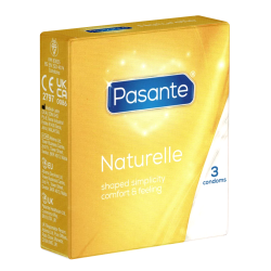Pasante «Naturelle» (Natural Fit) 3 anatomische Kondome mit 66mm-Kopfteil