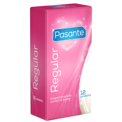 Pasante «Regular» 12 anatomische Kondome mit besonders großem Kopfteil
