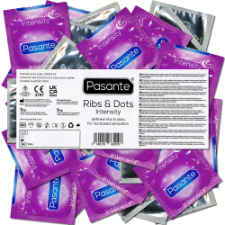 Pasante «Ribs & Dots (Intensity)» (Vorratspackung) 144 erregungsintensive Kondome mit Rillen und Noppen