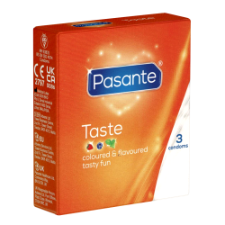 Pasante «Taste» (Flavours) 3 colourful, tasty condoms with 3 inspiring flavours
