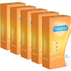 Pasante «Taste» (Vorteilspack!) 5x12 aromatisch-bunte Kondome mit vier inspirierenden Aromen