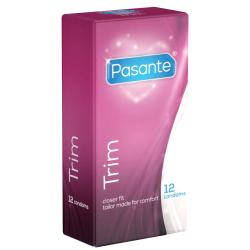 Pasante «Trim» 12 enge schmale Kondome, 49mm, Latex, transparent