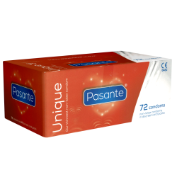 Pasante «Unique» 72 latexfreie Kondome - hypoallergen, wärmeleitend und auch mit ölhaltigen Gleitmitteln verwendbar
