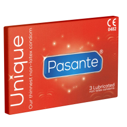 Pasante «Unique» 3 latexfreie Kondome - hypoallergen, wärmeleitend und auch mit ölhaltigen Gleitmitteln verwendbar