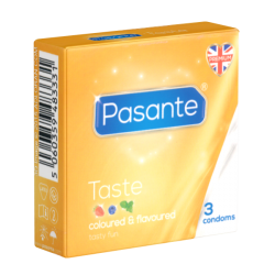 Pasante «Taste» (Flavours) 3 aromatisch-bunte Kondome mit drei inspirierenden Aromen