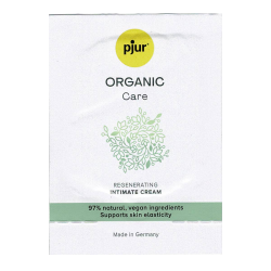 pjur® ORGANIC «Care» 2 ml Sachet regenerierende Intimcreme, 97 % natürliche, vegane Inhaltsstoffe, unterstützt die Hautelastizität