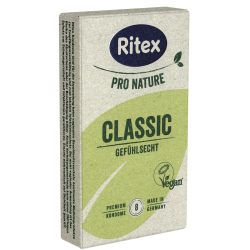 Ritex Pro Nature «Classic» 8 natur-freundliche Kondome für viel Gefühl und innovativer Verpackung aus nachwachsenden Rohstoffen