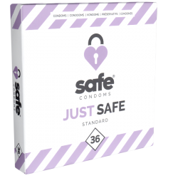 Safe «Just Safe» Condoms, 36 anatomical condoms with vanilla scent