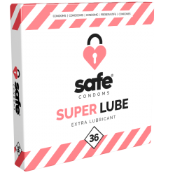Safe «Super Lube» Condoms, 36 extra wet condoms with anatomical shape