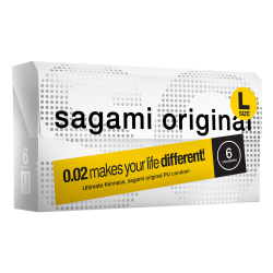 Sagami «Original L-Size» latexfrei, 6 überlange Kondome für Latex-Allergiker