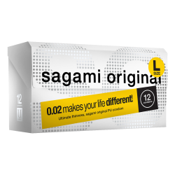 Sagami «Original L-Size» latexfrei, 12 überlange Kondome für Latex-Allergiker