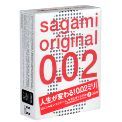 Sagami «Original 0.02» latexfrei, 3 ultradünne Kondome für Latex-Allergiker