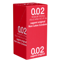 Sagami «Original 0.02» latexfrei, 6 x 2 ultradünne Kondome für Latex-Allergiker (Display)