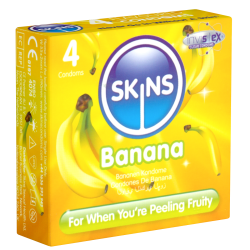 Skins «Banana» 4 Kondome mit feinem Bananenaroma - ohne Latexgeruch