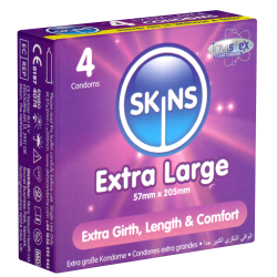 Skins «Extra Large» 4 XXL Kondome aus kristallklarem Latex - ohne Latexgeruch