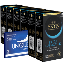 SKYN «Extra Feucht» Vorteilspack - 60 (6x10) latexfreie Kondome + 1x Kamyra Unique Pull gratis!