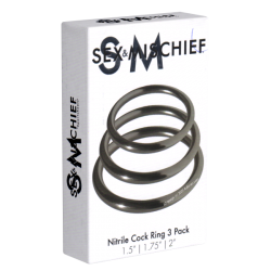 Sex & Mischief «Nitrile Cock Rings» schwarze Penisringe in 3 Größen