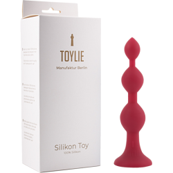 Toylie Silikon Anal Dildo «Bullet» bordeaux, samtig weicher Analdildo mit drei Kugeln