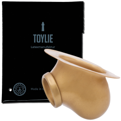 Toylie Latex-Penishülle «BEN» gold, ohne Schaft, mit Basis-Platte zum Ankleben an Latexkleidung