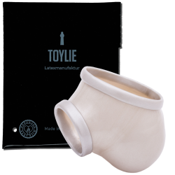 Toylie Latex-Penishülle «BEN» silber, ohne Schaft, mit ausgeformten Hodensack und Penisring