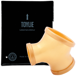 Toylie Latex Penis Sleeve «GIL» golden, without shaft, with penis and testicle ring