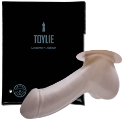 Toylie Latex-Penishülle «ADAM» silber, mit Basis-Platte zum Ankleben an Latexkleidung