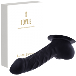 Toylie Latex-Penishülle «FRANZ» schwarz, mit Basis-Platte zum Ankleben an Latexkleidung