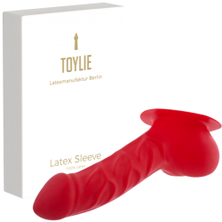 Toylie Latex-Penishülle «FRANZ» rot, mit Basis-Platte zum Ankleben an Latexkleidung