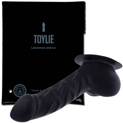 Toylie Latex-Penishülle «FRANZ» schwarz, mit Basis-Platte zum Ankleben an Latexkleidung