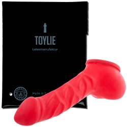 Toylie Latex-Penishülle «FRANZ» rot, mit starker Äderung und Hodensack