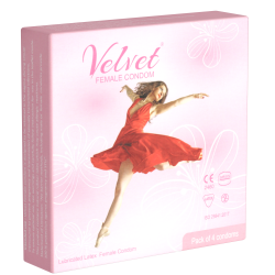 Velvet «Female Condom» 4 extra feuchte Frauenkondome (Femidom) aus Latex