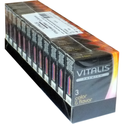 Vitalis PREMIUM «Color & Flavour» 12x3 bunte aromatische Kondome für aufregenden Oralverkehr, Sparpack