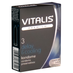 Vitalis PREMIUM «Delay & Cooling» 3 verzögernde Kondome mit erregendem Kälte-Effekt