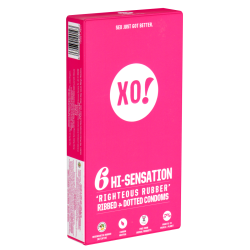 XO! «HI-Sensation» 6 stimulating vegan condoms with ribs and dots - made of biodegredable Fair Trade latex