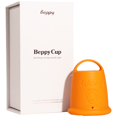 Beppy «Cup» Orange, Box mit einer Menstruationstassen und Aufbewahrungstasche