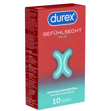 Durex «Gefühlsecht Slim Fit» 10 schlanke und hauchzarte Markenkondome mit Easy-On™-Passform