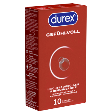 Durex «Gefühlvoll» 10 Kondome für leichtes abrollen mit Easy-On™-Passform