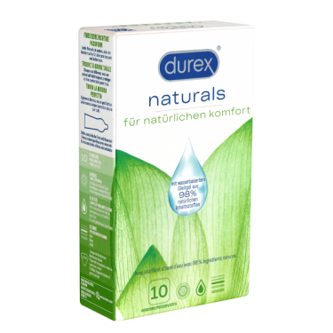 Durex «Naturals» 10 natural quality condoms with waterbased lubricant