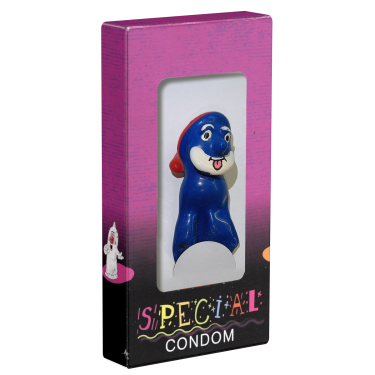 XL-Scherzkondom mit Figur «Blue Grandpa» 1 Stück, handbemalt