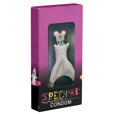 XL-Scherzkondom mit Figur «Maus» 1 Stück, handbemalt
