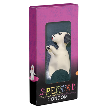 XL-Scherzkondom mit Figur «Hund» 1 Stück, handbemalt